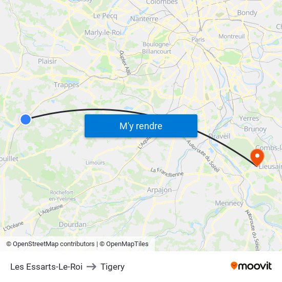 Les Essarts-Le-Roi to Tigery map