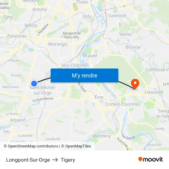 Longpont-Sur-Orge to Tigery map