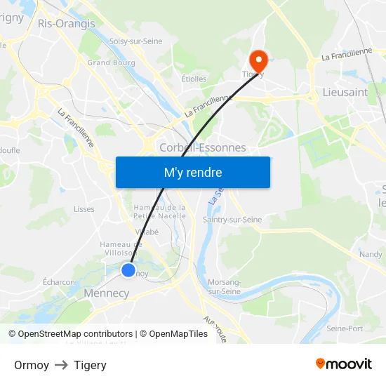 Ormoy to Tigery map