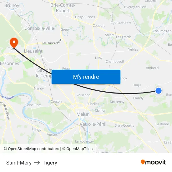 Saint-Mery to Tigery map