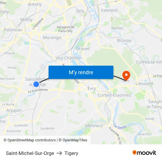 Saint-Michel-Sur-Orge to Tigery map
