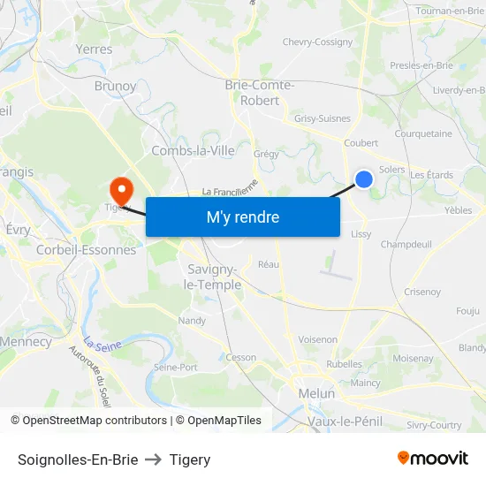 Soignolles-En-Brie to Tigery map