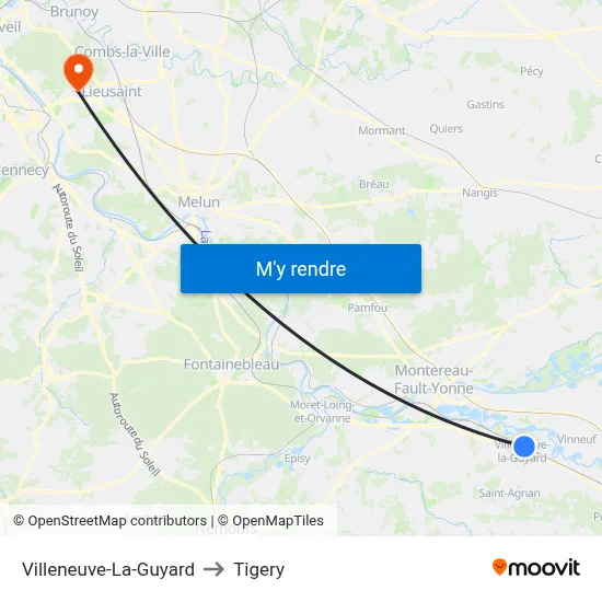 Villeneuve-La-Guyard to Tigery map