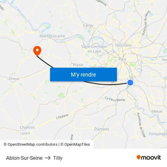 Ablon-Sur-Seine to Tilly map