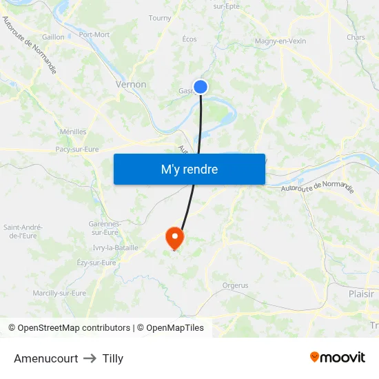 Amenucourt to Tilly map