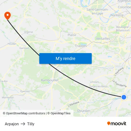 Arpajon to Tilly map