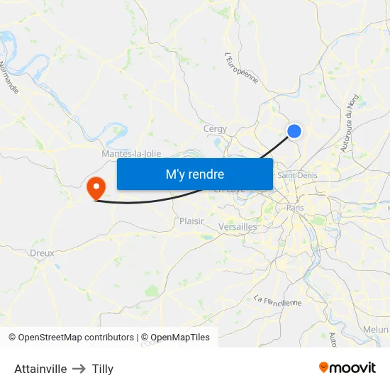 Attainville to Tilly map