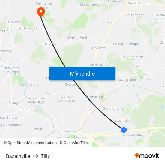 Bazainville to Tilly map