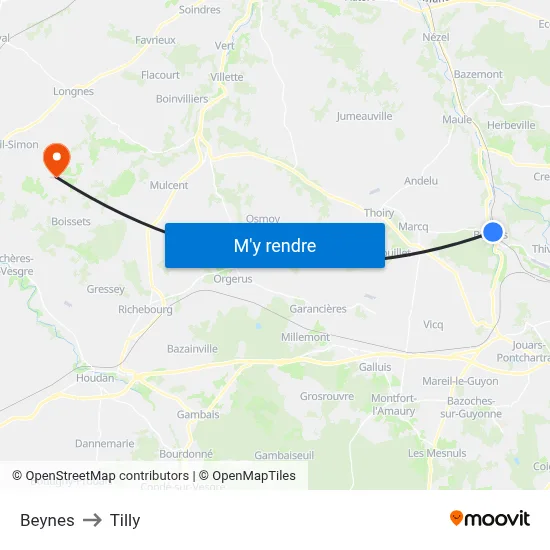 Beynes to Tilly map
