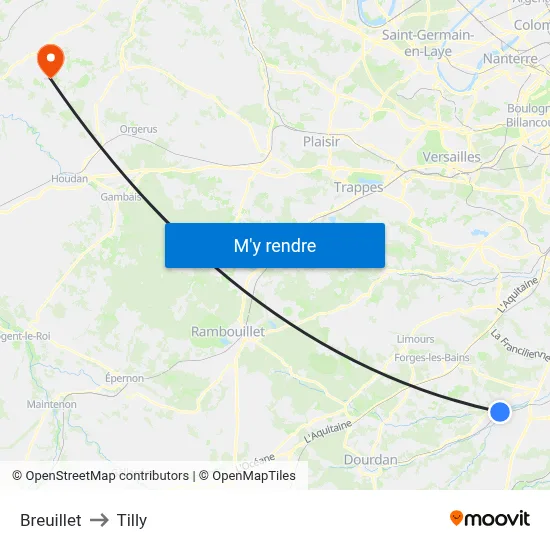 Breuillet to Tilly map