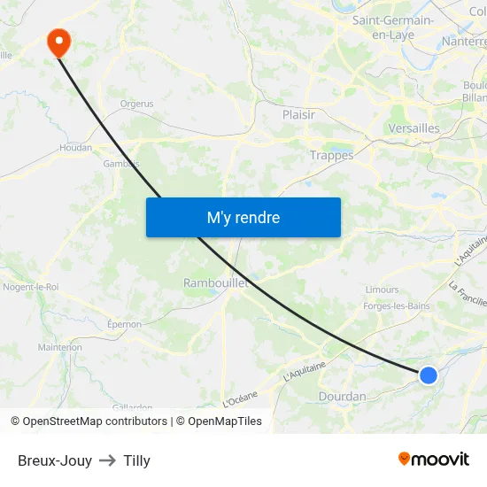 Breux-Jouy to Tilly map