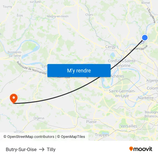 Butry-Sur-Oise to Tilly map