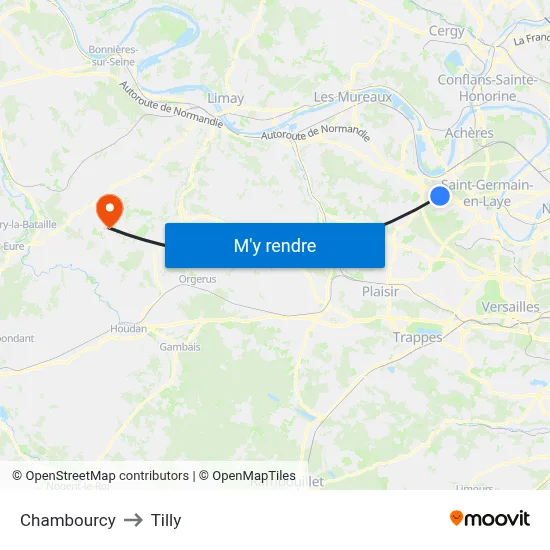 Chambourcy to Tilly map