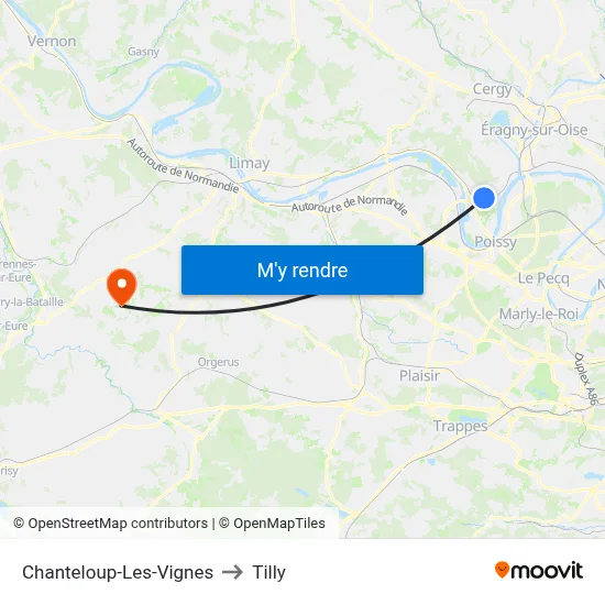 Chanteloup-Les-Vignes to Tilly map