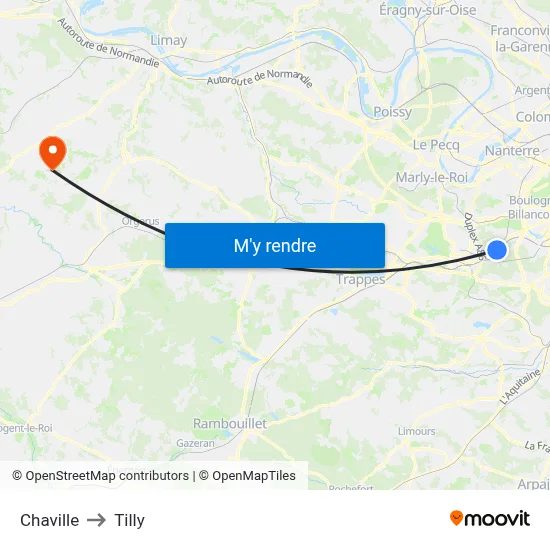 Chaville to Tilly map
