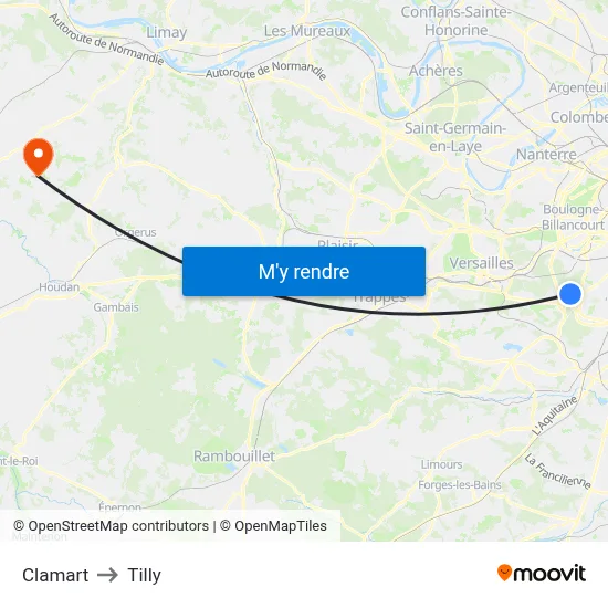 Clamart to Tilly map