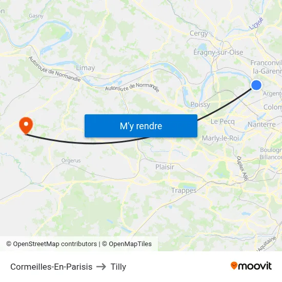 Cormeilles-En-Parisis to Tilly map