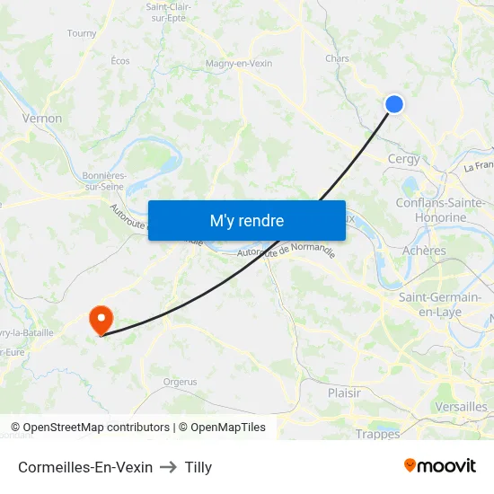 Cormeilles-En-Vexin to Tilly map