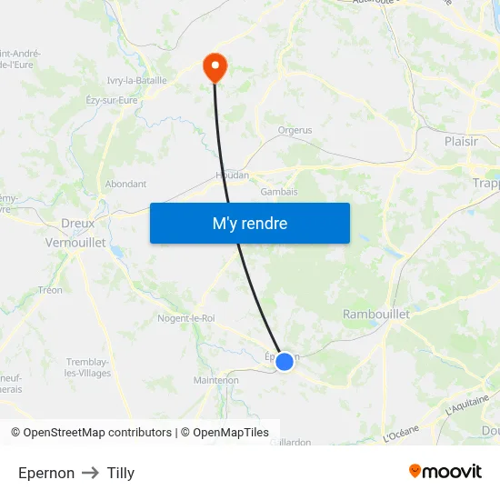 Epernon to Tilly map