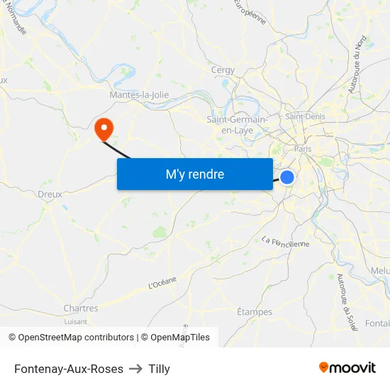 Fontenay-Aux-Roses to Tilly map