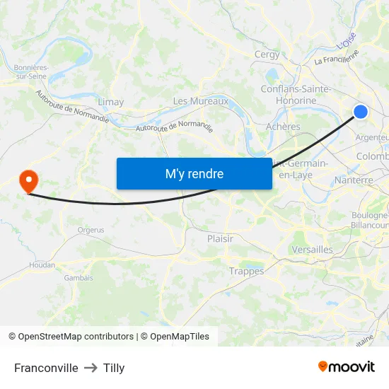 Franconville to Tilly map