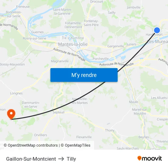 Gaillon-Sur-Montcient to Tilly map