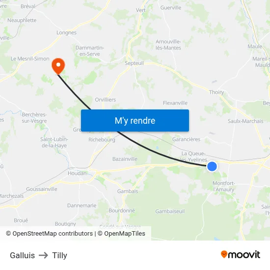 Galluis to Tilly map