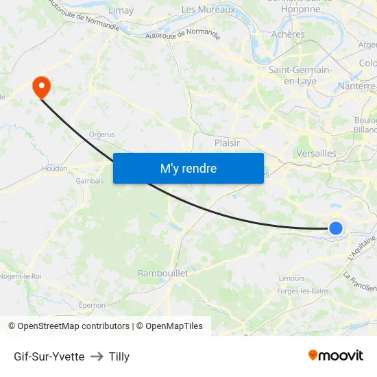 Gif-Sur-Yvette to Tilly map