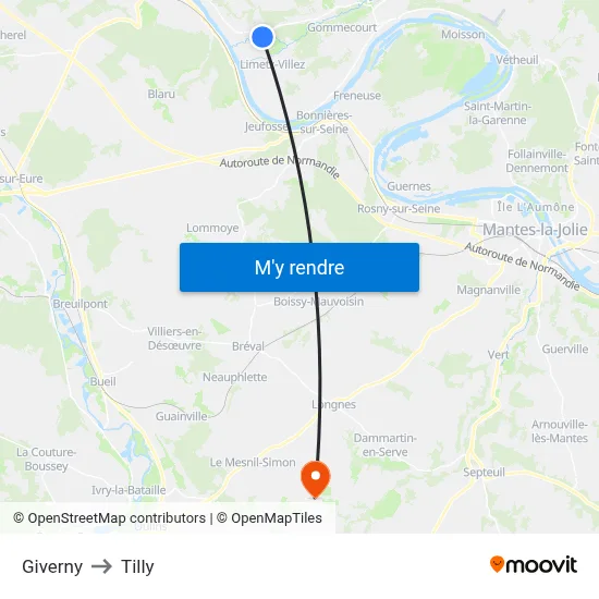 Giverny to Tilly map