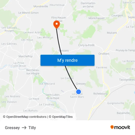 Gressey to Tilly map