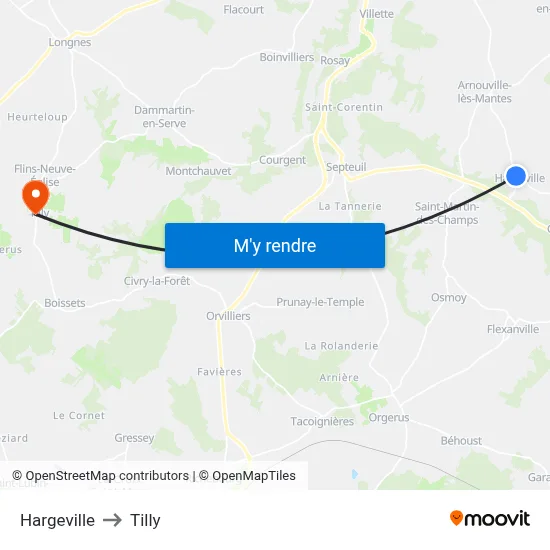 Hargeville to Tilly map