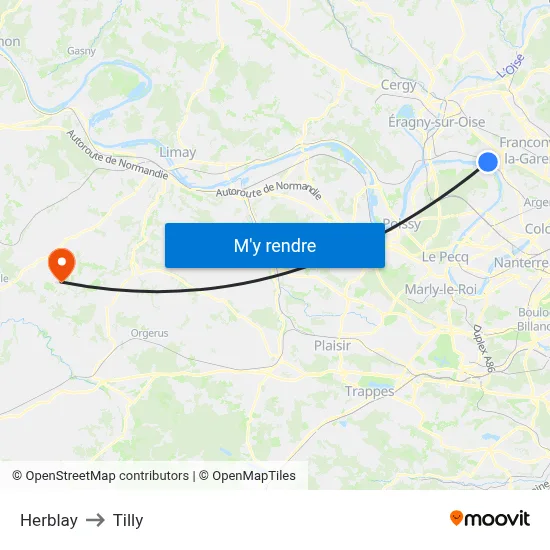 Herblay to Tilly map