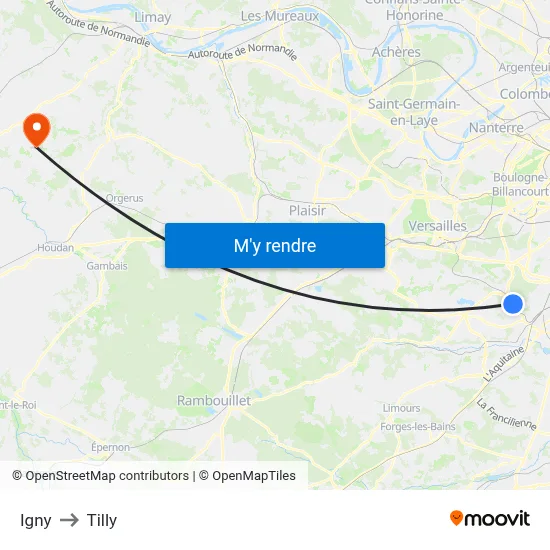 Igny to Tilly map