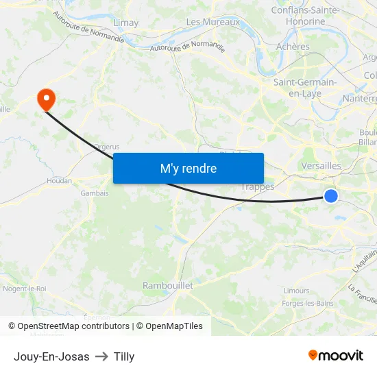 Jouy-En-Josas to Tilly map