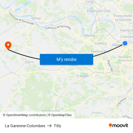 La Garenne-Colombes to Tilly map