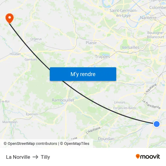La Norville to Tilly map