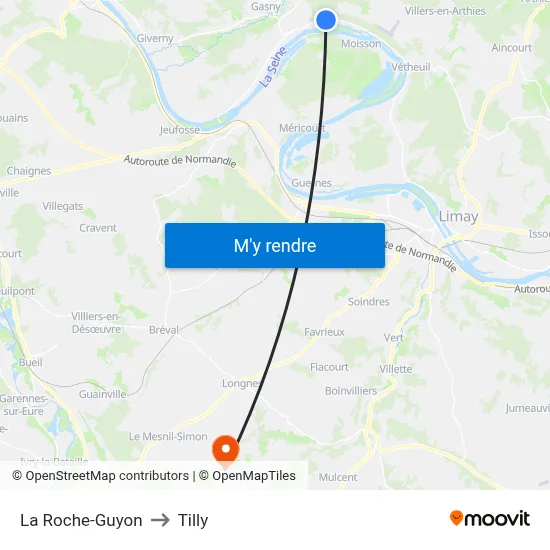 La Roche-Guyon to Tilly map