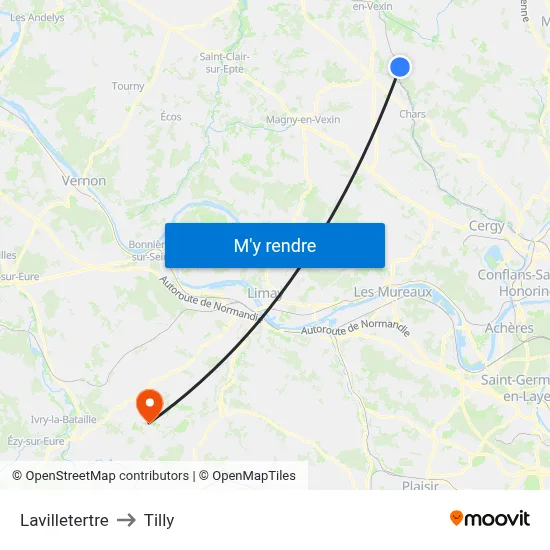 Lavilletertre to Tilly map