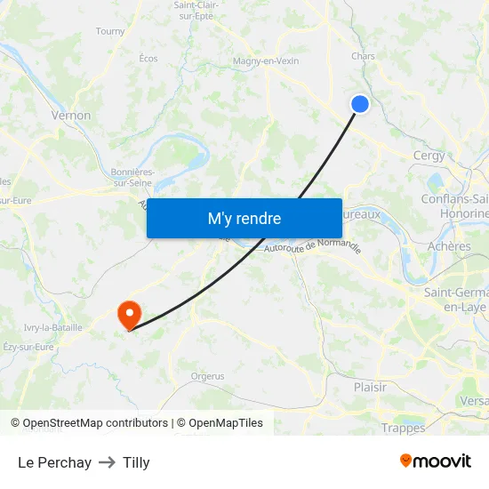 Le Perchay to Tilly map