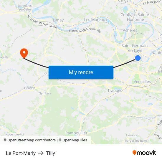 Le Port-Marly to Tilly map