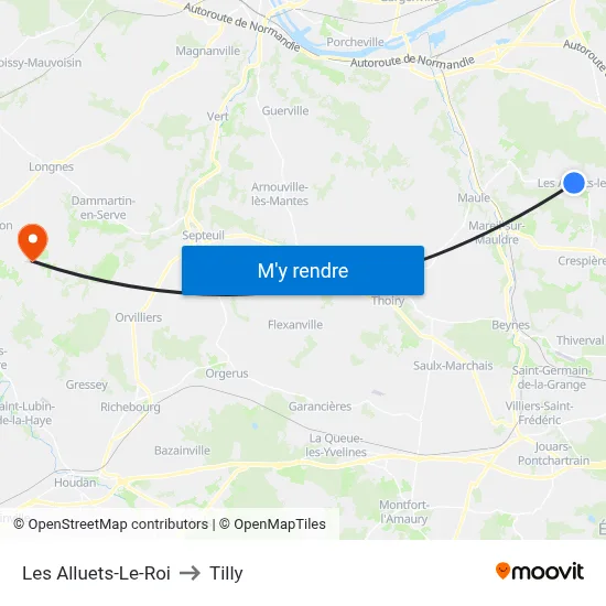 Les Alluets-Le-Roi to Tilly map