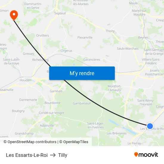 Les Essarts-Le-Roi to Tilly map