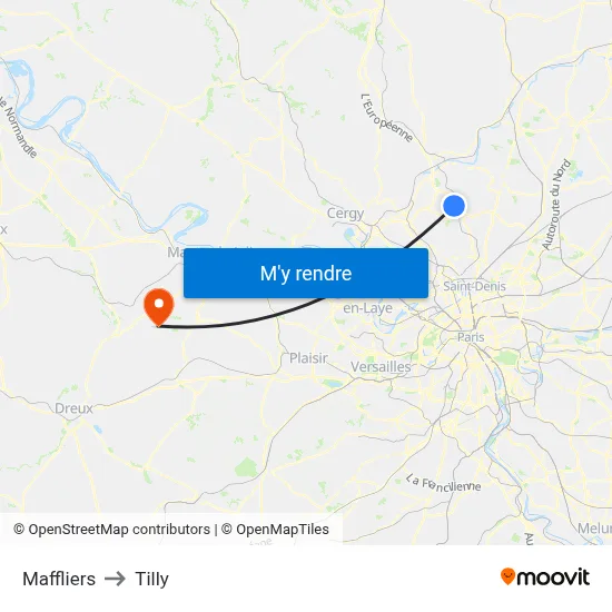 Maffliers to Tilly map