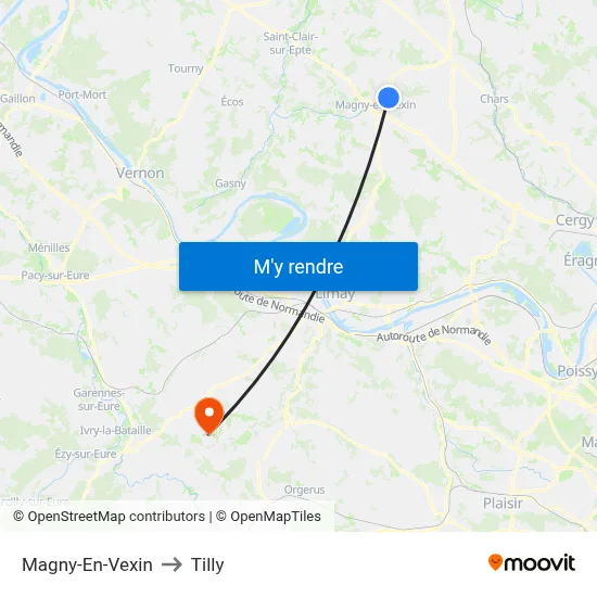 Magny-En-Vexin to Tilly map