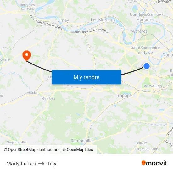 Marly-Le-Roi to Tilly map