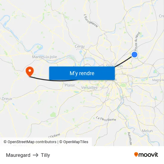 Mauregard to Tilly map