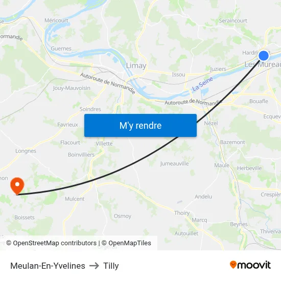 Meulan-En-Yvelines to Tilly map