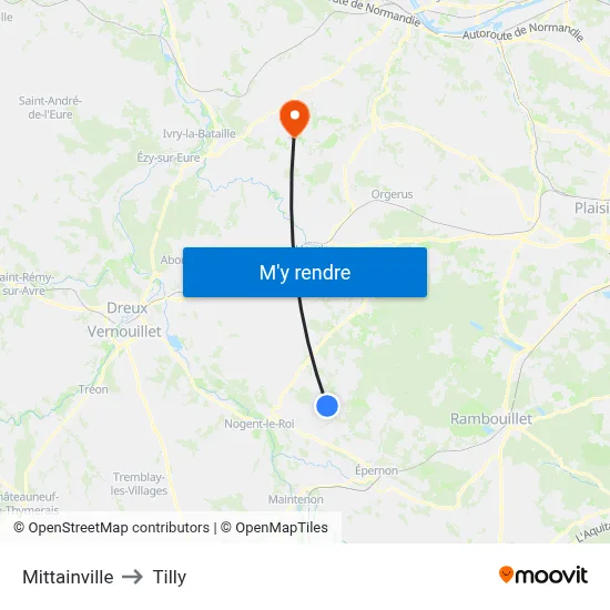 Mittainville to Tilly map