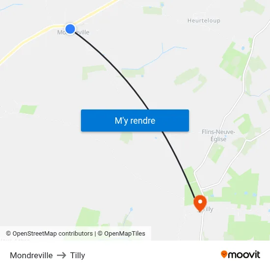 Mondreville to Tilly map