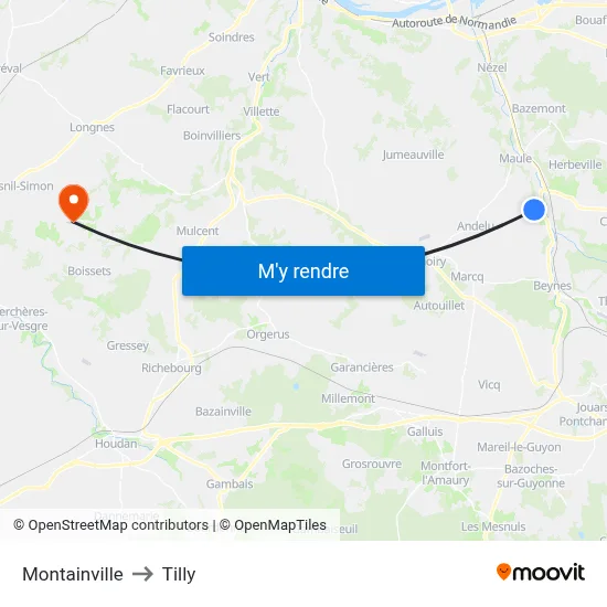Montainville to Tilly map